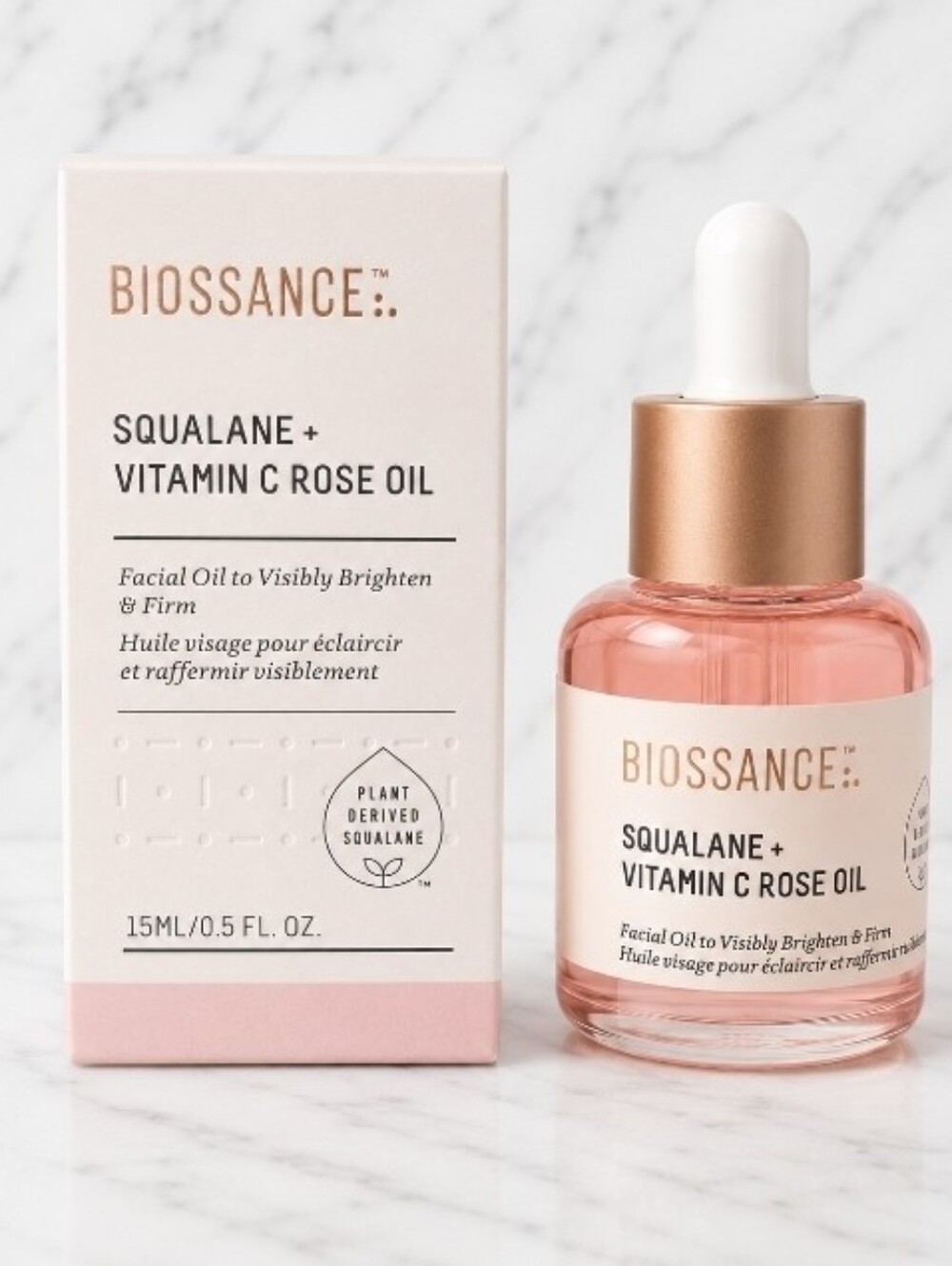 Biossance Squalane + Vitamin C Rose Oil - Visibly Brighten & Firm .5 oz NIB!